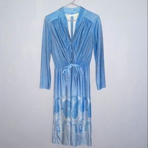 Vintage Leslie Fay Original Poly V-Neck L/S Dress